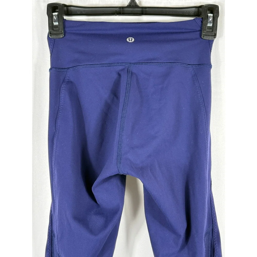 Lululemon Athletica Women Royal Blue Lattice Mesh High Rise Leggings Size 4‎